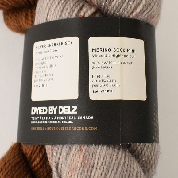 Dyed by Delz Sparkle Yarn Sock Set Merino Wool Nylon Hand-Dyed Mysterious Crow - Picture 3 of 3